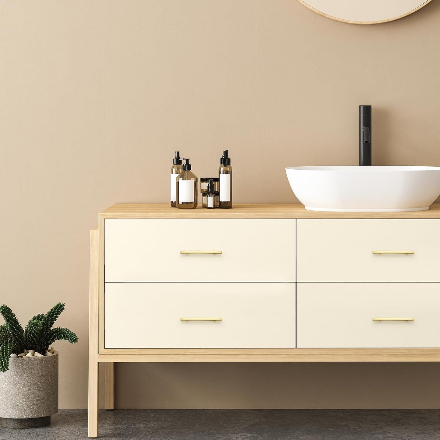 15 Pack Cabinet Handles 4" Hole Center - Curved Cabinet Pulls Brushed Brass Drawer Pulls for Kitchen Cupboard Solid Handles for Dresser Drawer Arch Closet Hardware