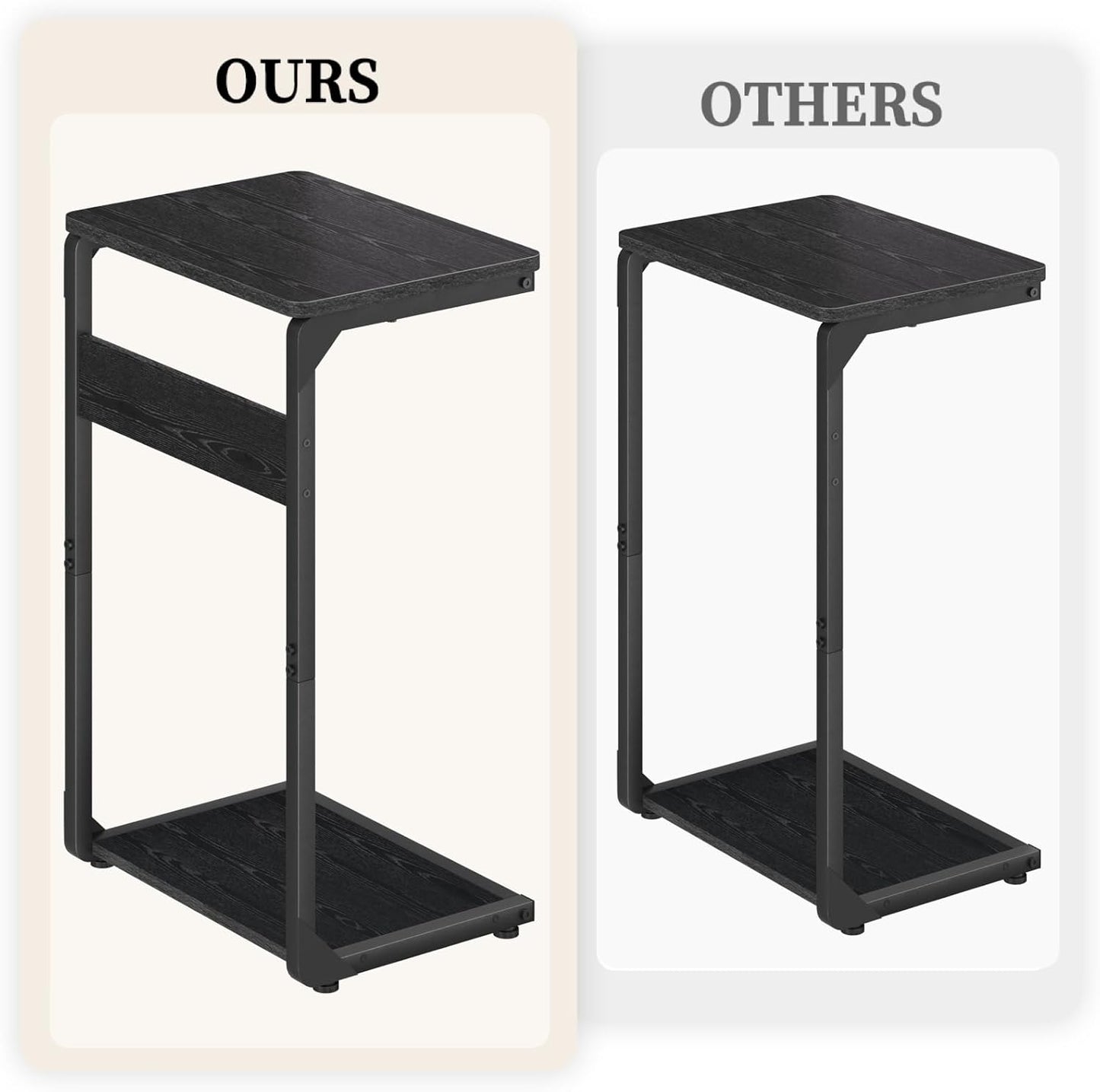 C-Shaped End Table, Small Side Table for Couch, Sofa TV Tray Table for Living Room, Bedroom, Bedside ET-YB-BKW1