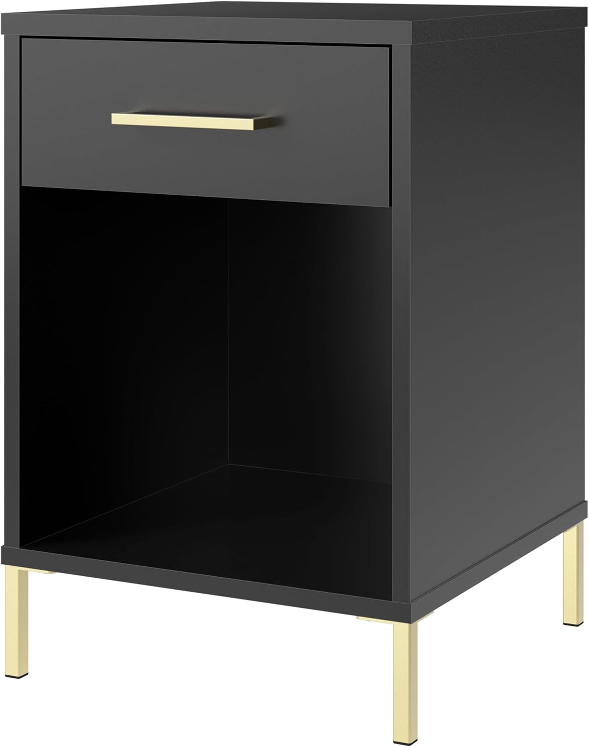 Bush Home Essence End Table with Drawer, Living Room and Bedroom Furniture, Essence Collection, Black Stipple