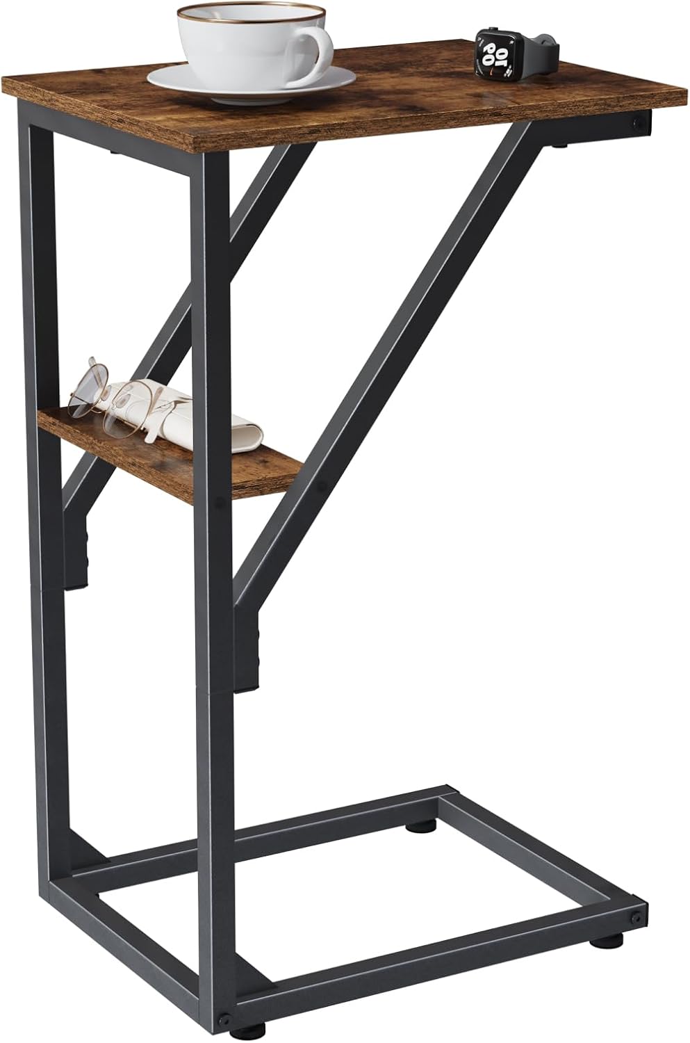 C-Shaped End Table, Small Side Table for Couch, Sofa TV Tray Table for Living Room, Bedroom, Bedside ET-D-BR1