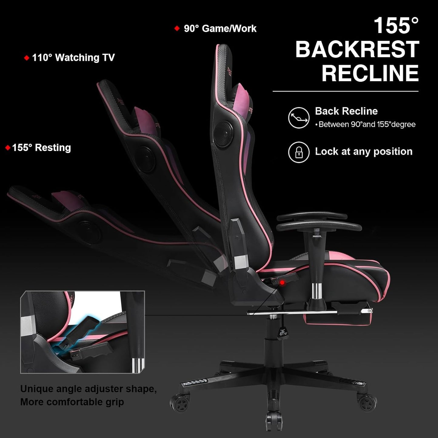 GTRACING Gaming Chair with Footrest Speakers Video Game Chair Bluetooth Music Heavy Duty Ergonomic Computer Office Desk Chair