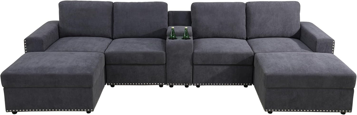 Modular Sectional Sofa Living Room Ottoman, U-Shaped Modern Couches for Living Room, Bedroom, Office