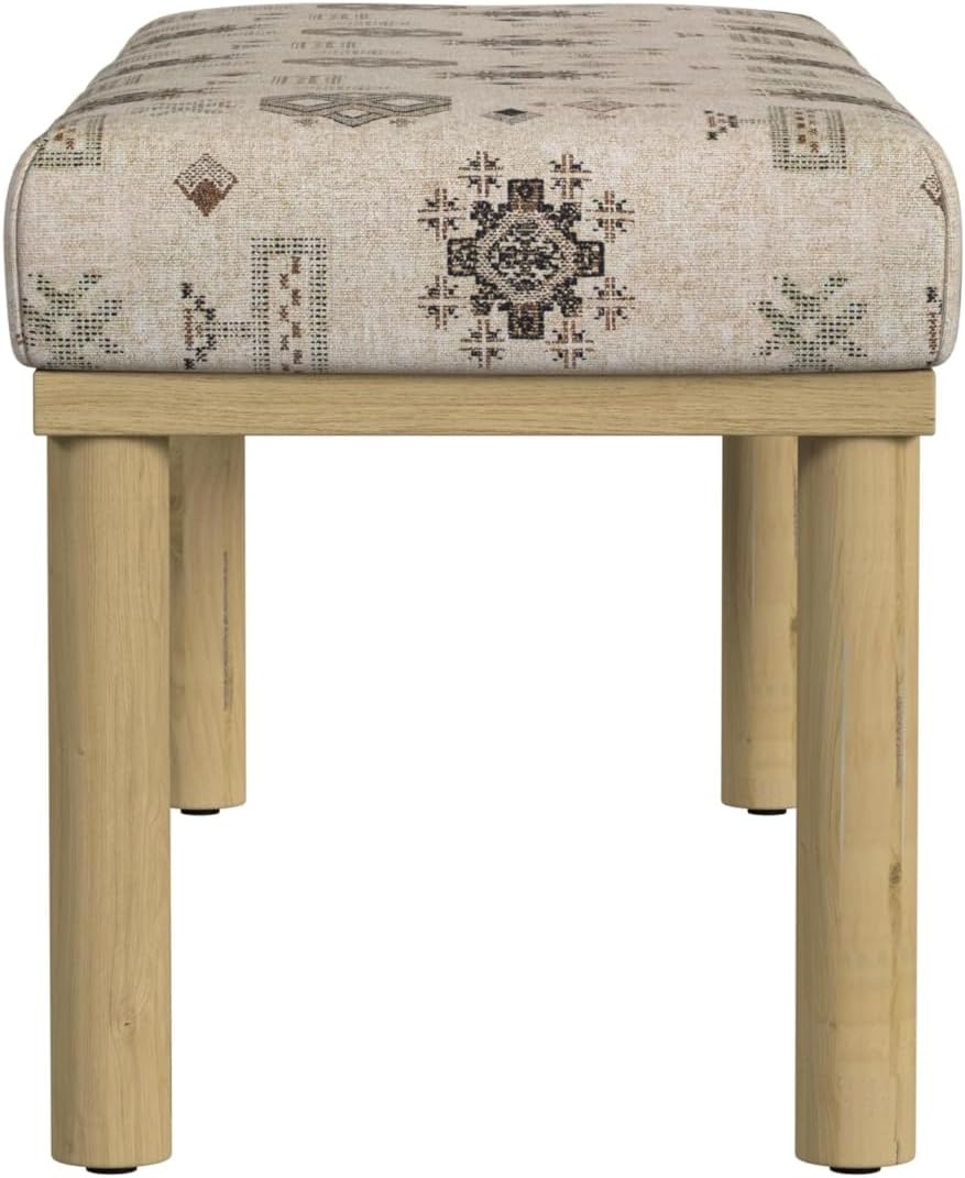 HomePop Oslo Decorative Bench -Cream Contemporary Global Pattern