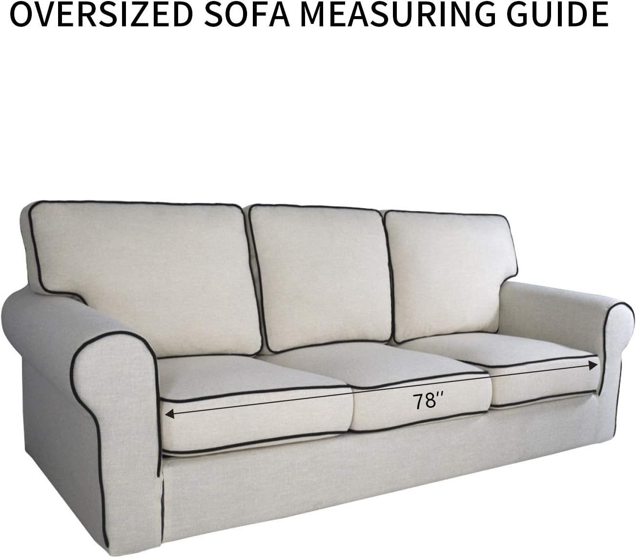 PureFit Reversible Sofa Couch Cover Water Resistant Couch Covers for 3 Cushion, Washable Furniture Cover with Non-Slip Foam and Adjustable Strap for Dogs, Pets (Oversized Sofa, Blue/Ivory)