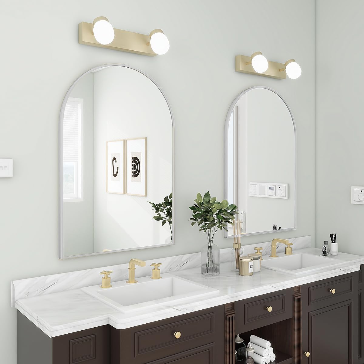 BEAUTYPEAK 26"x38" Arch Bathroom Mirror, Wall Mounted Vanity Metal Frame Mirror for Bedroom, Entryway, Living Room, Silver