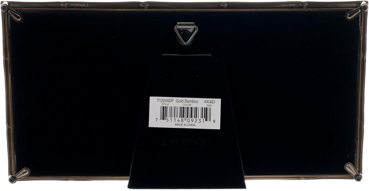 Lawrence Frames 4x4 Double Gold Metal Picture Frame with Bamboo Design