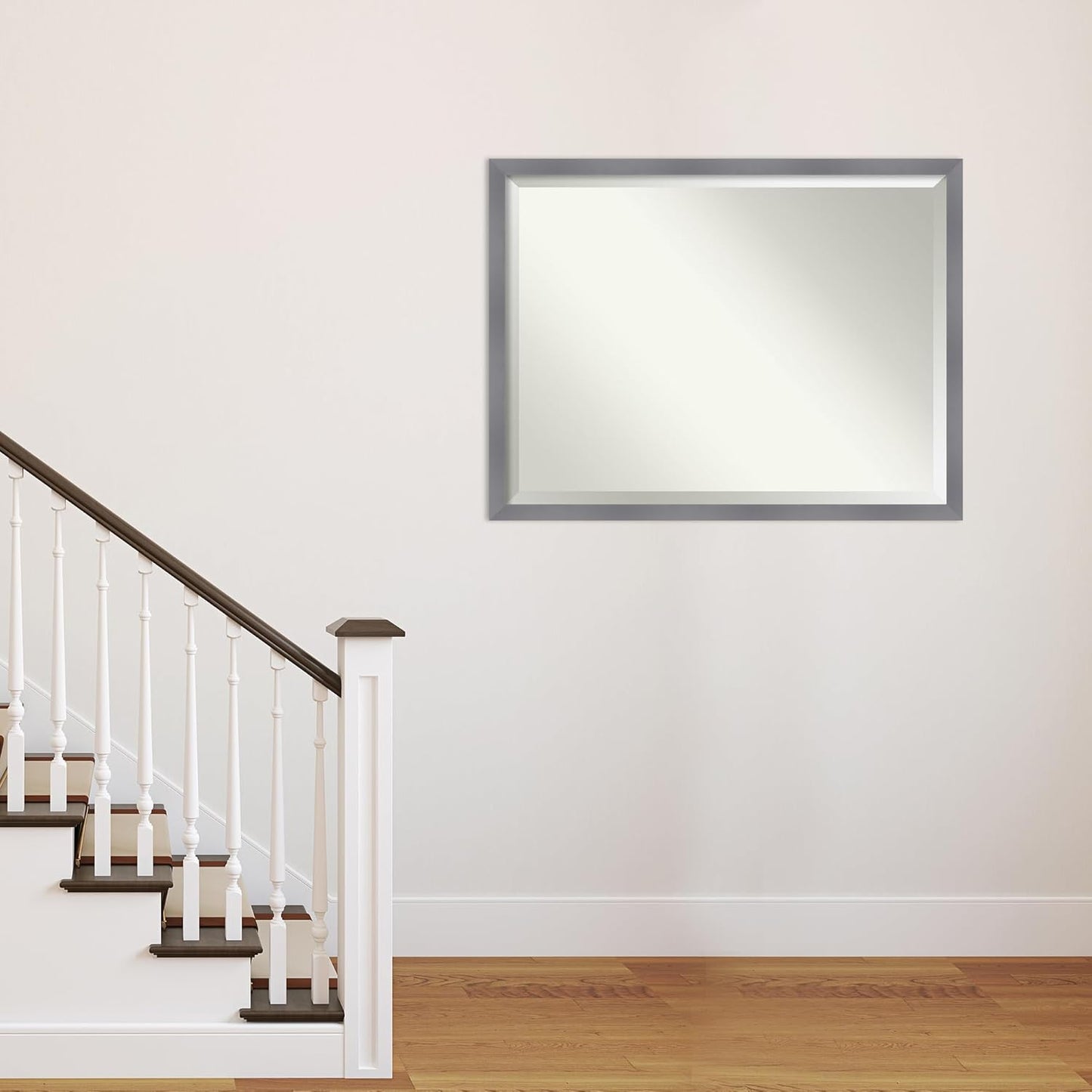 Amanti Art Grey Wall Mirror 33x43 Edwin Grey Rectangle Bathroom Mirror for Wall Decor Living Room, X-Large Casual Wood Frame, Hangs Horizonally and Vertically, Bathroom Decor, Beveled Edge from WI