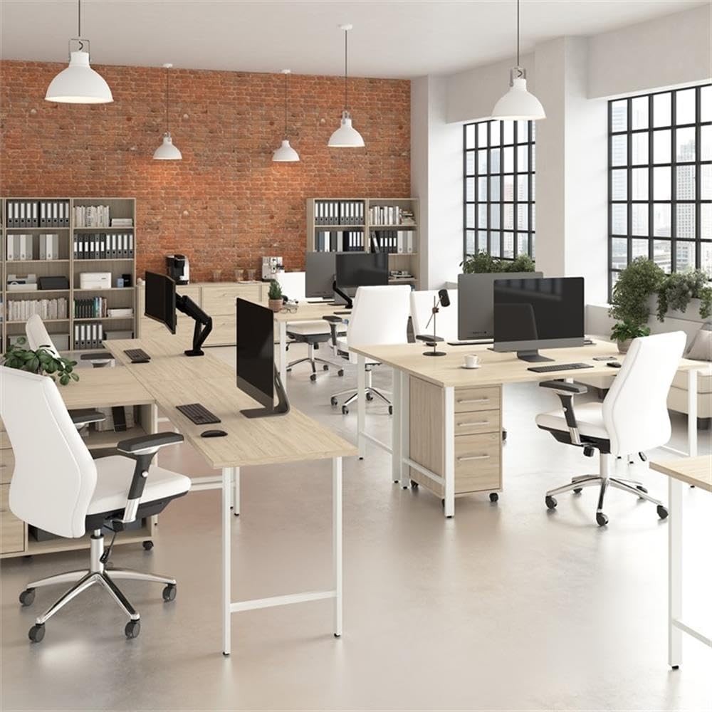 Bush Business Furniture Hustle 48W x 24D Computer Desk with Metal Legs in Natural Elm, Modular Office Table for Home and Professional Workspace