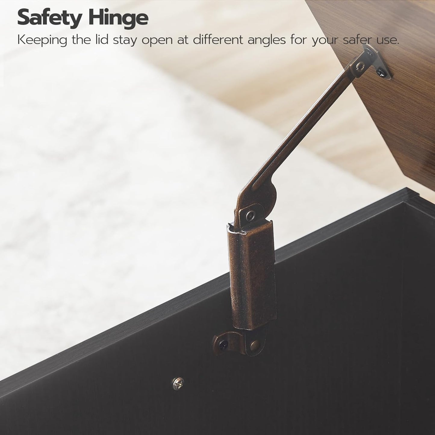 HOOBRO Storage Bench, 39.3" Retro Wooden Storage Chest, Wooden Storage Trunk, Toy Chest with Lift Top, Multifunctional Entryway Organizer, for Entryway, Living Room, Black and Walnut BH141CW01