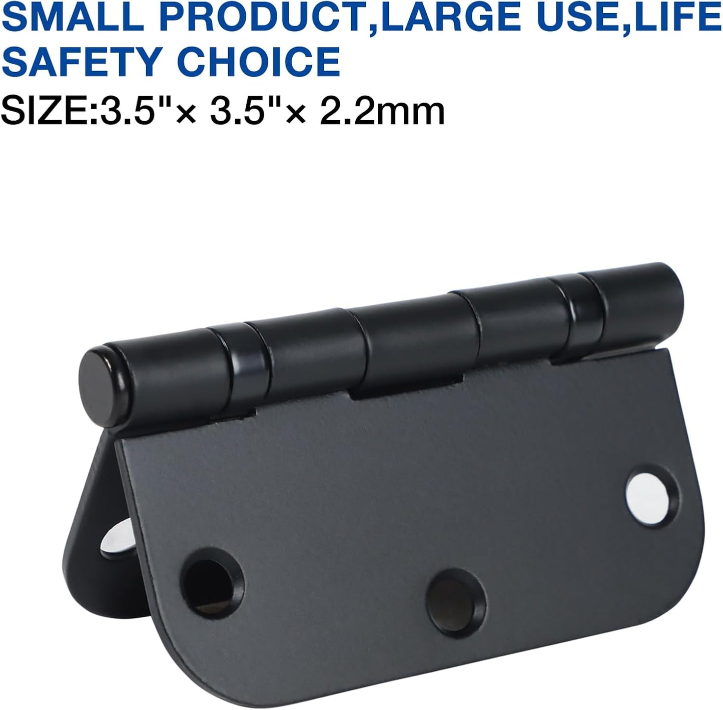 6 Pack No Squeak Matte Black Door Hinges 3.5 Inch 5/8"Radius Round Ball Bearing Interior 3-1/2"Flat Iron Bifold Residential Standard Bedroom Indoor for Doors 3 ½" Hardware House Home Decor Essentials