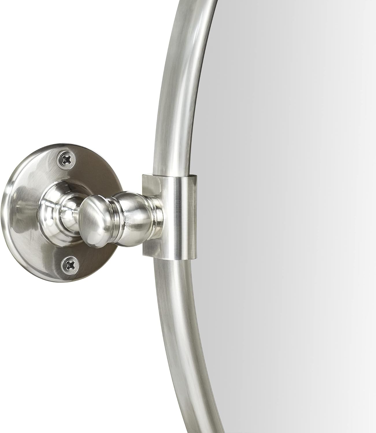 TEHOME Round Pivot Bathroom Mirror Brushed Nickel Circle Metal Framed Tilting Vanity Mirrors for Wall