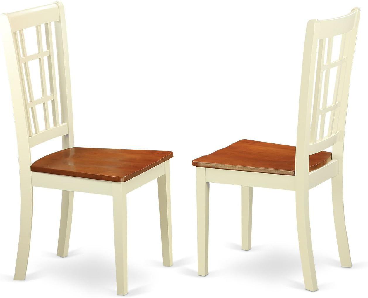 East West Furniture QUNI9-WHI-W 9 Piece Dining Set Includes a Rectangle Dining Table with Butterfly Leaf and 8 Kitchen Chairs, 40x78 Inch, Buttermilk & Cherry