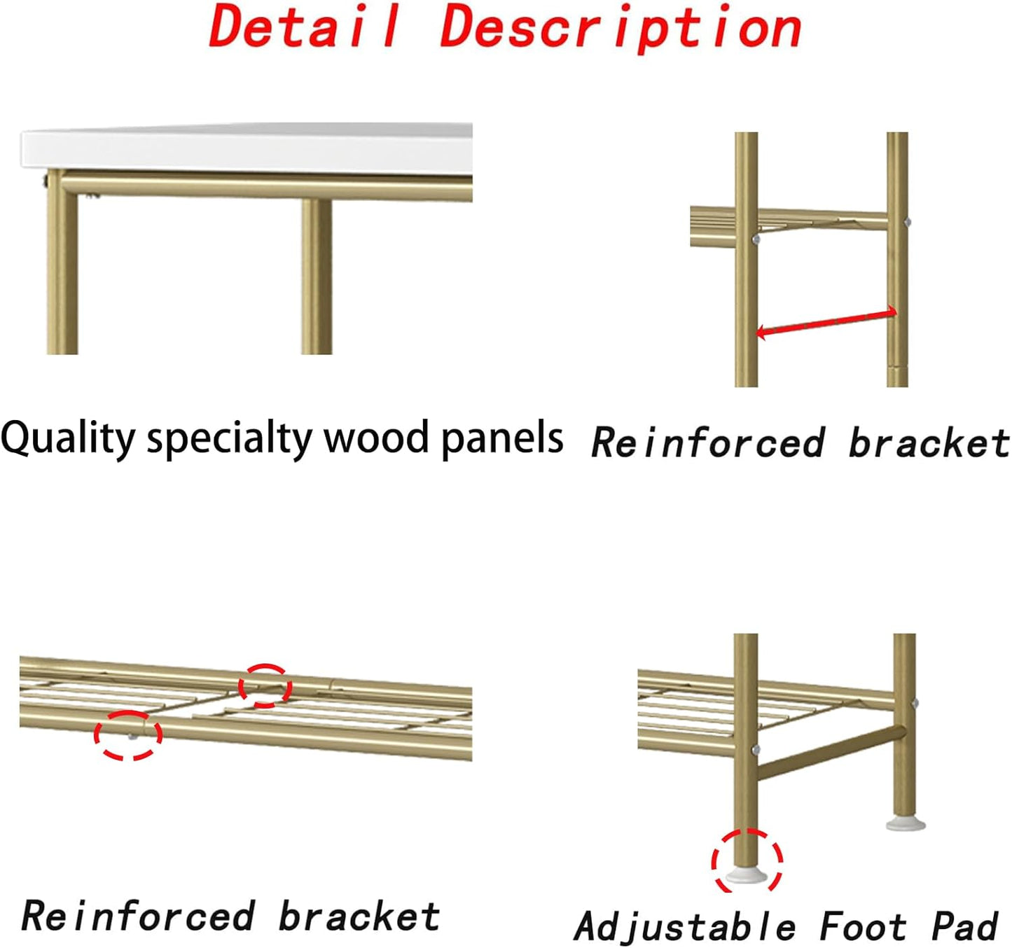 Shoe Rack Organizer 4 Tier for Closet Entryway Free Standing Metal Storage Shoe Shelf with MDF Top Board,Gold