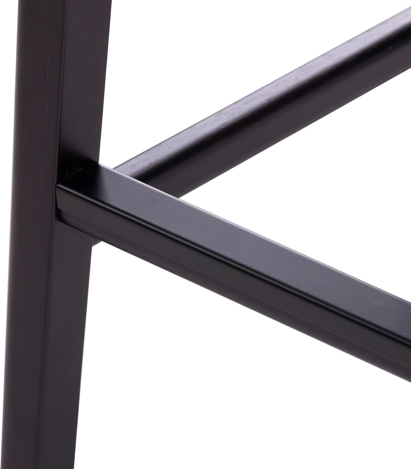 Plank+Beam Smythe Counter Stool, 24", Set of 4, Sturdy Wood Modern Kitchen Counter Height Stool, Saddle Seat Backless Counter Chair, Metal Footrest, Black