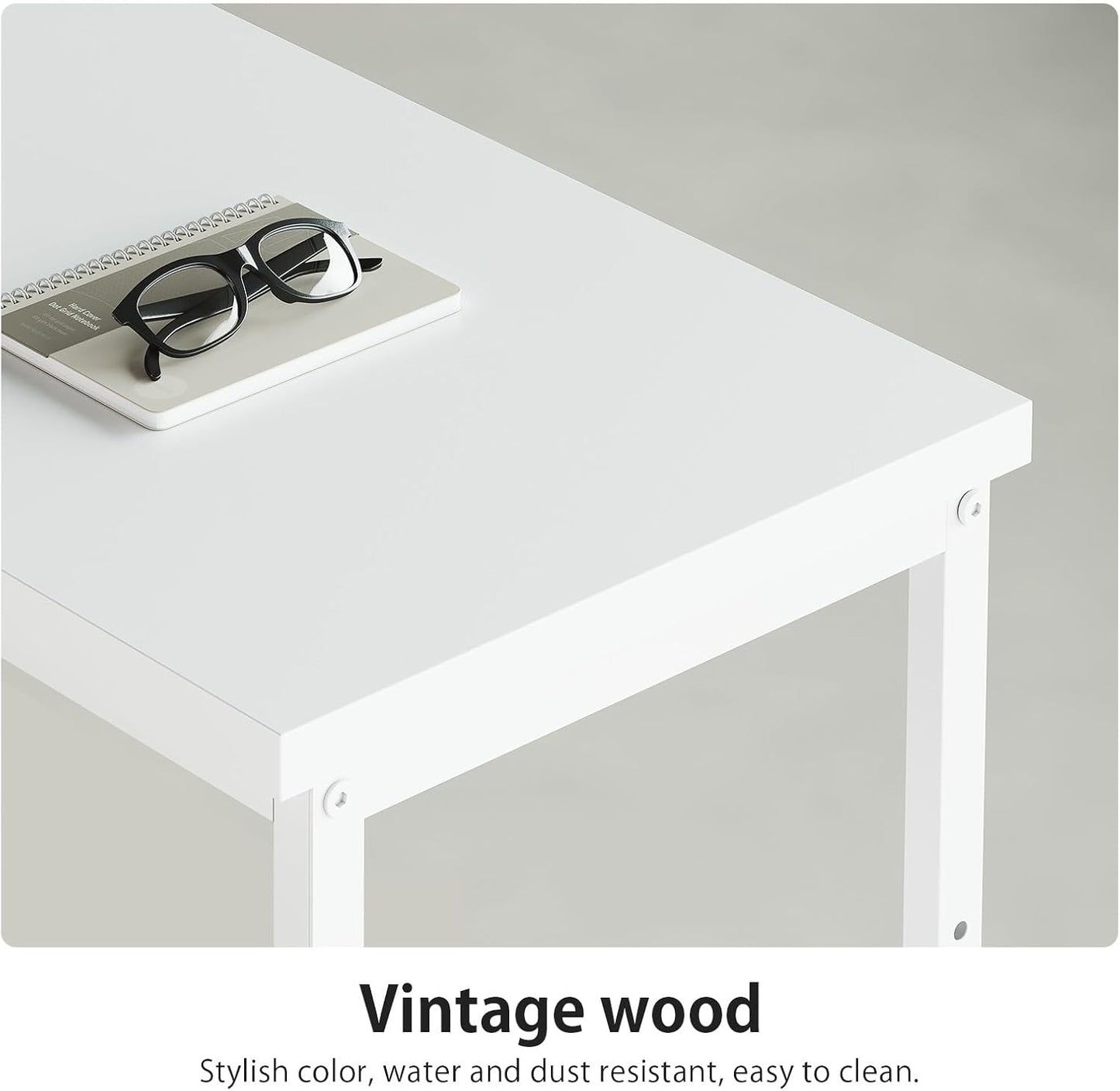 47" Computer Desk with Drawers, Desks for Bedrooms, Writing Desk with Storage, Work Desk for Small Space, White