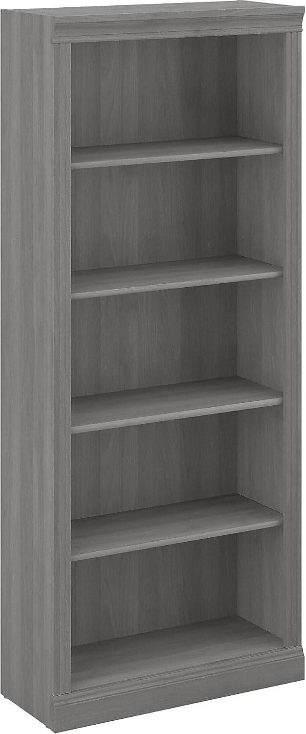 Bush Furniture Saratoga Tall 5 Shelf Bookcase in Modern Gray, Home Office Organizer, Vertical Storage Solution for Books and Office Supplies, Tall Bookshelf