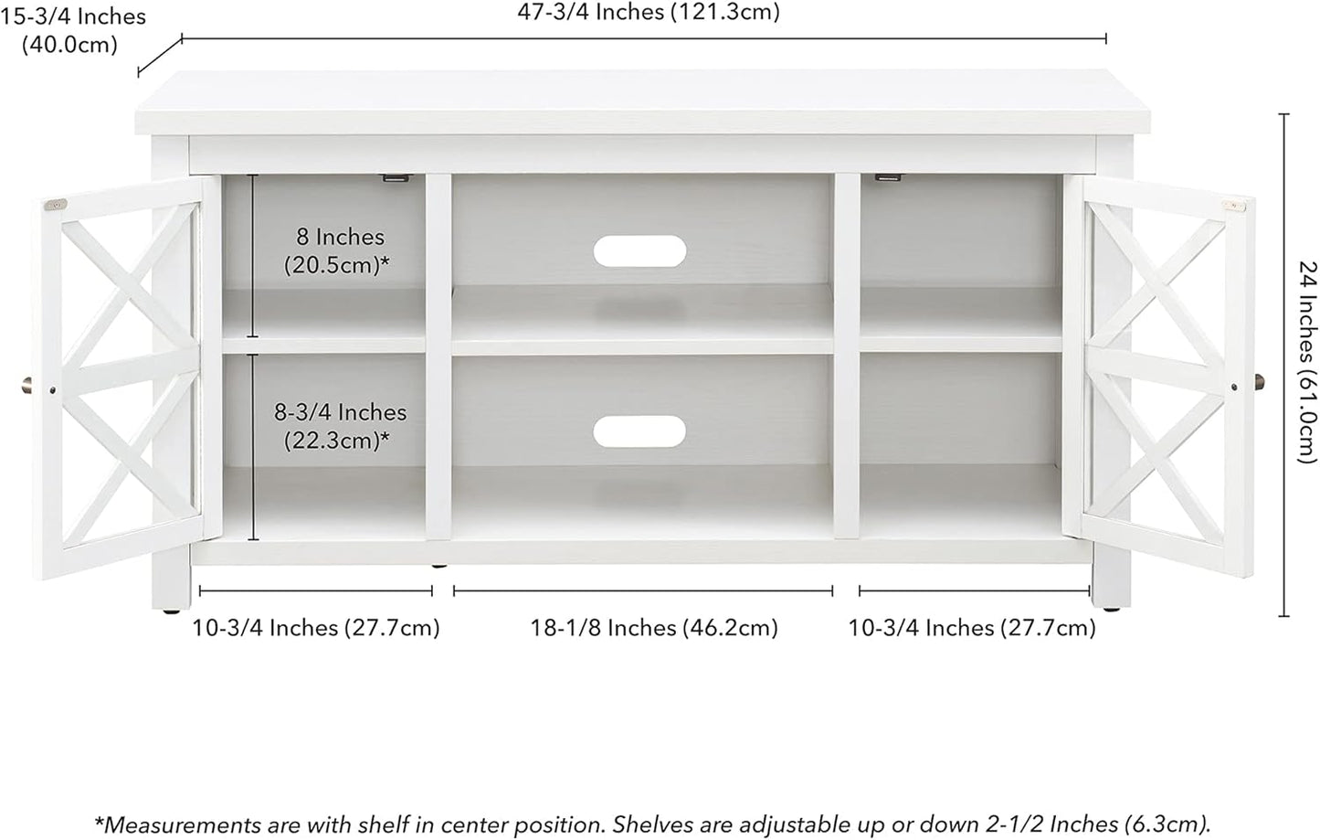 Henn&Hart Rectangular TV Stand for TV's up to 55" in White, TV Stands for the Living Room