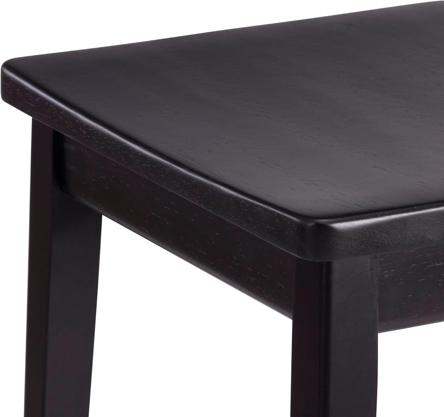 Plank+Beam Smythe Dining Stool, 18",Set of 4, Sturdy Wood Modern Kitchen Stool, Saddle Seat Backless Chair, Metal Footrest, Black