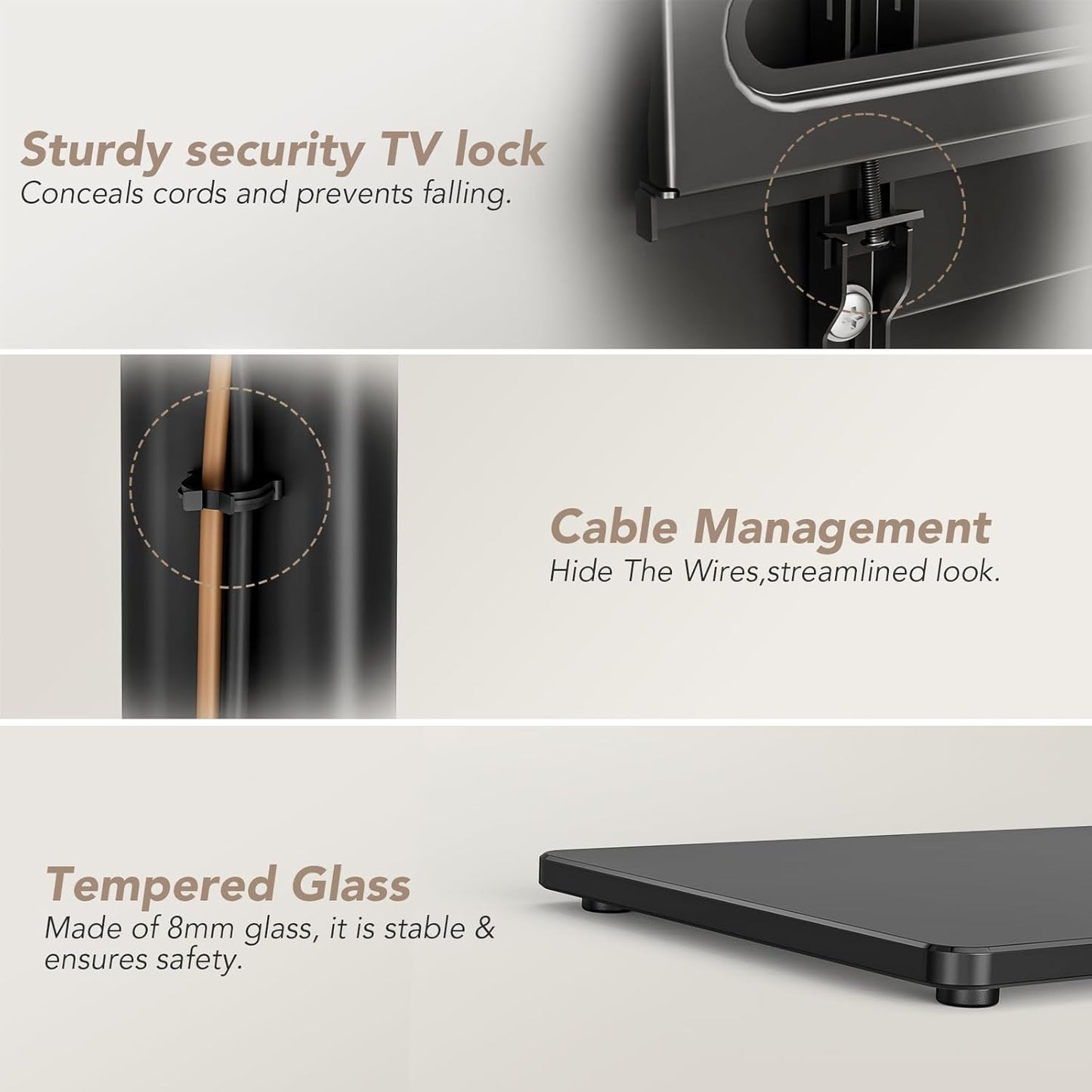 AX WABER Universal Floor TV Stand with Mount 70 Degree Swivel 9 Level Height Adjustable and Space Saving Design for Most 27 to 65 inch LCD, LED OLED TVs One Shelf