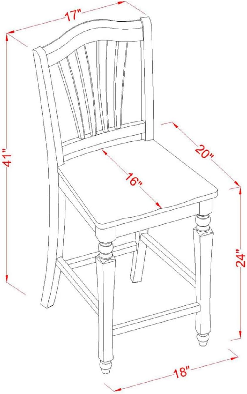 East West Furniture TRCH3-BLK-W 3 Piece Counter Height Dining Table Set Contains a Round Wooden Table and 2 Kitchen Dining Chairs, 42x42 Inch, Black & Cherry