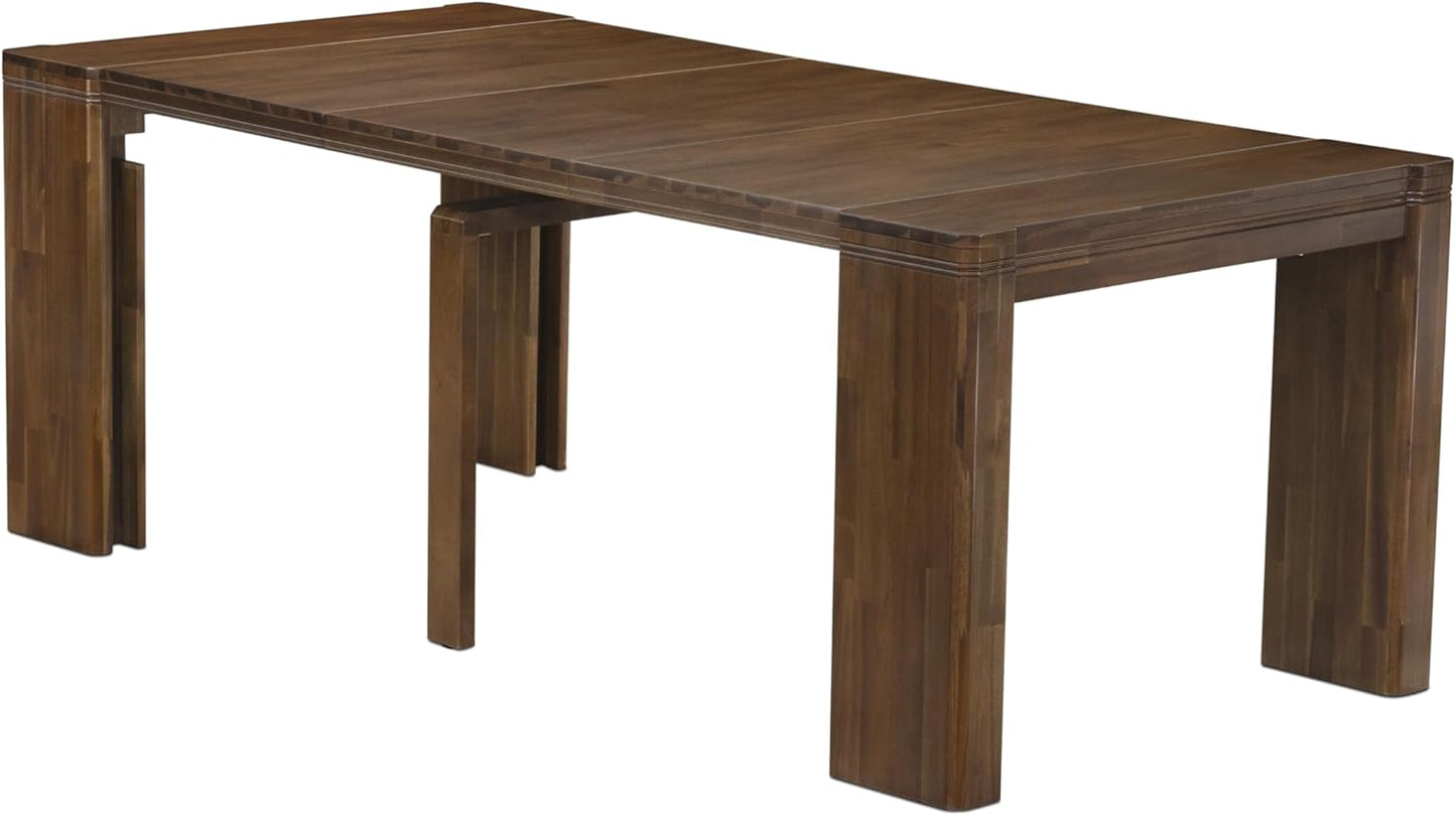 X12DA-008-32 - 13 Pieces Dining Room Set contains an Extendable Rectangle Kitchen Table and 12 Polyester Fabric Dining Chairs, 39x120 Inch, Antique Walnut