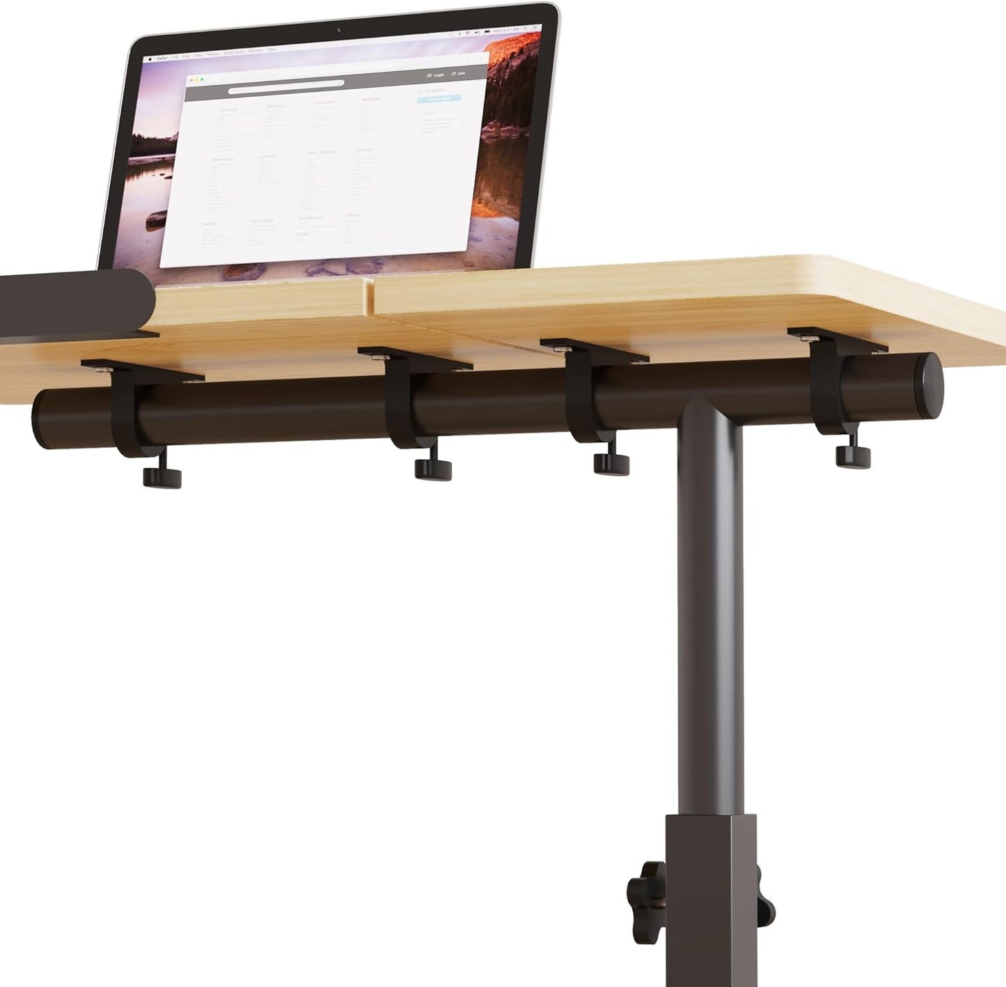 Tilting Overbed Table with Wheels, Adjustable Height Laptop Stand for Couch, Bed Desk Hospital Overbed Table Side Tray Tables, Office Carts & Stands (Log)