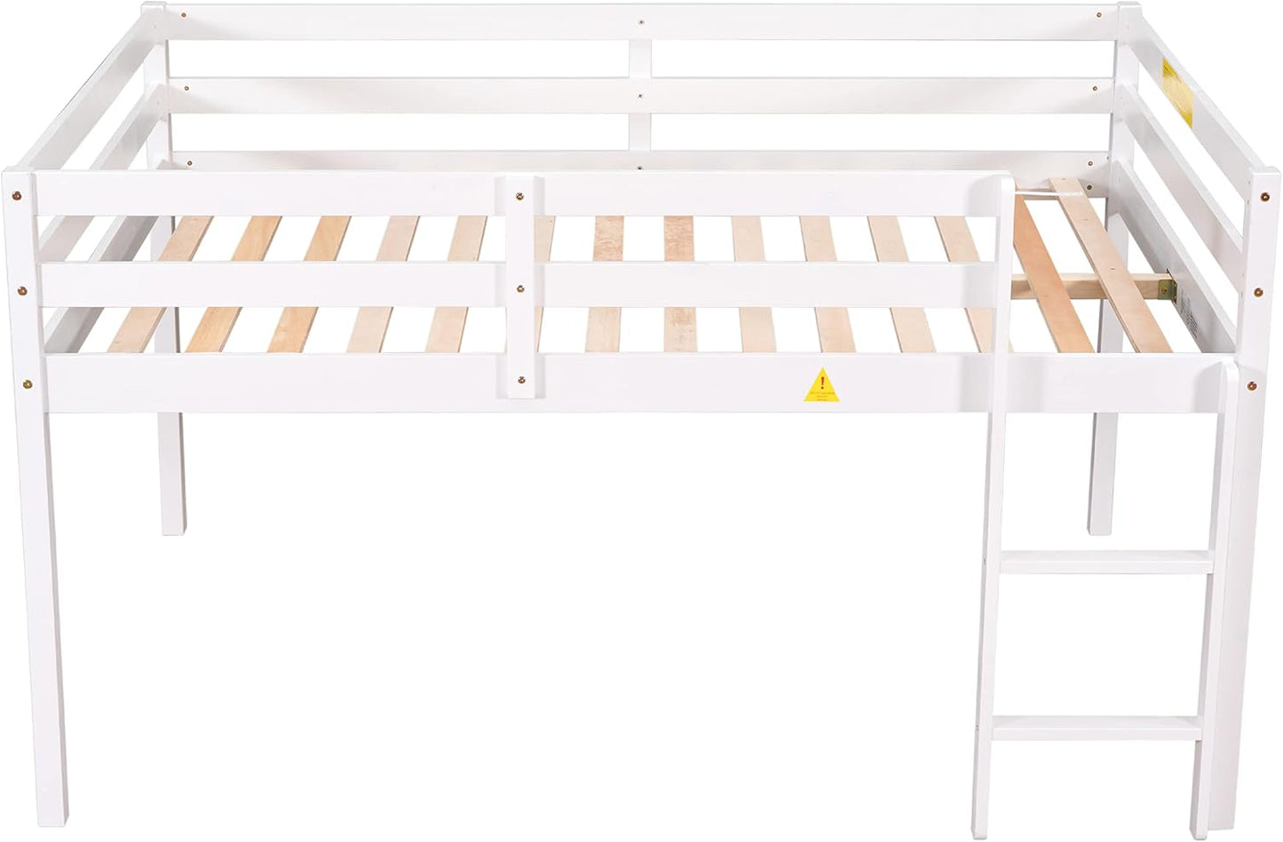 HomSof Full Loft Bed with Guard Rail & Ladder,No Box Spring Needed,Easy Assembly,White