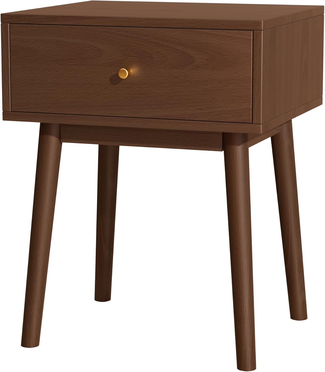 Small Solid Wood end Table with 1 Drawers, Mid-Century Modern Night Stand/nightstands,Side Table with Storage (Espresso)