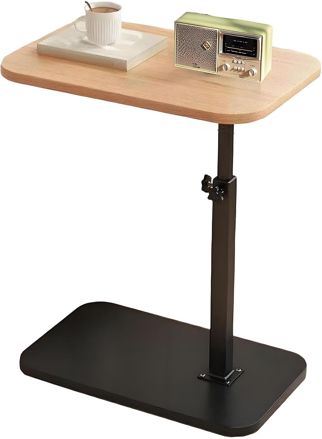 C End Table Adjustable Height,C Shaped Side Tables Living Room and Bedroom for Sofa, Chair,Bed,Coffee Small Spaces Side Table (Wood Grain Color)