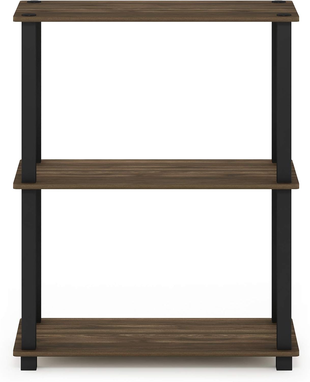 Furinno Turn-S-Tube 3-Tier Compact Multipurpose Shelf Display Rack with Square Tube, Columbia Walnut/Black