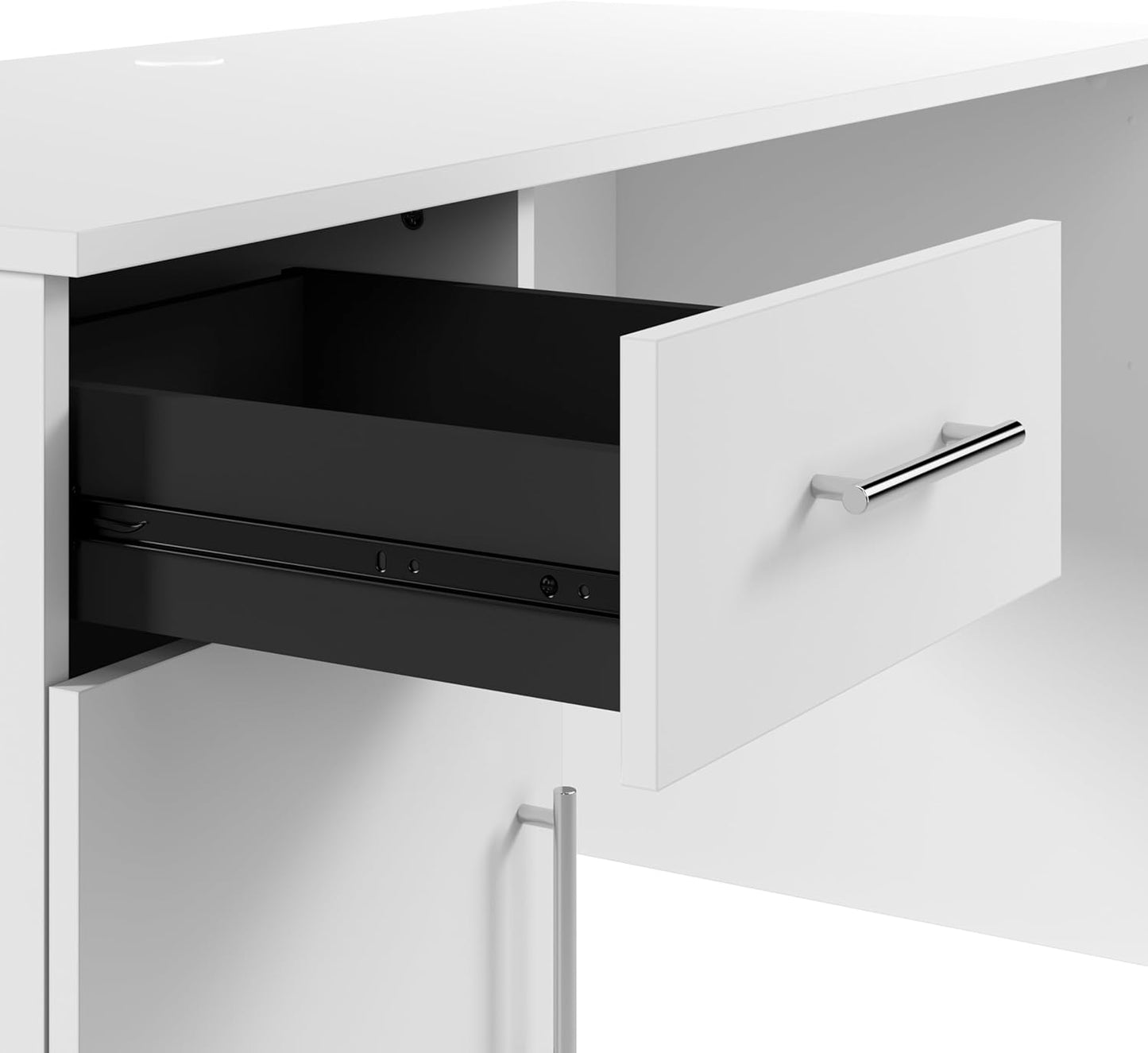 Bush Furniture Somerset 54W Office Desk with Drawer and Storage Cabinet in White | Computer Table for Home Workstation for Workspace