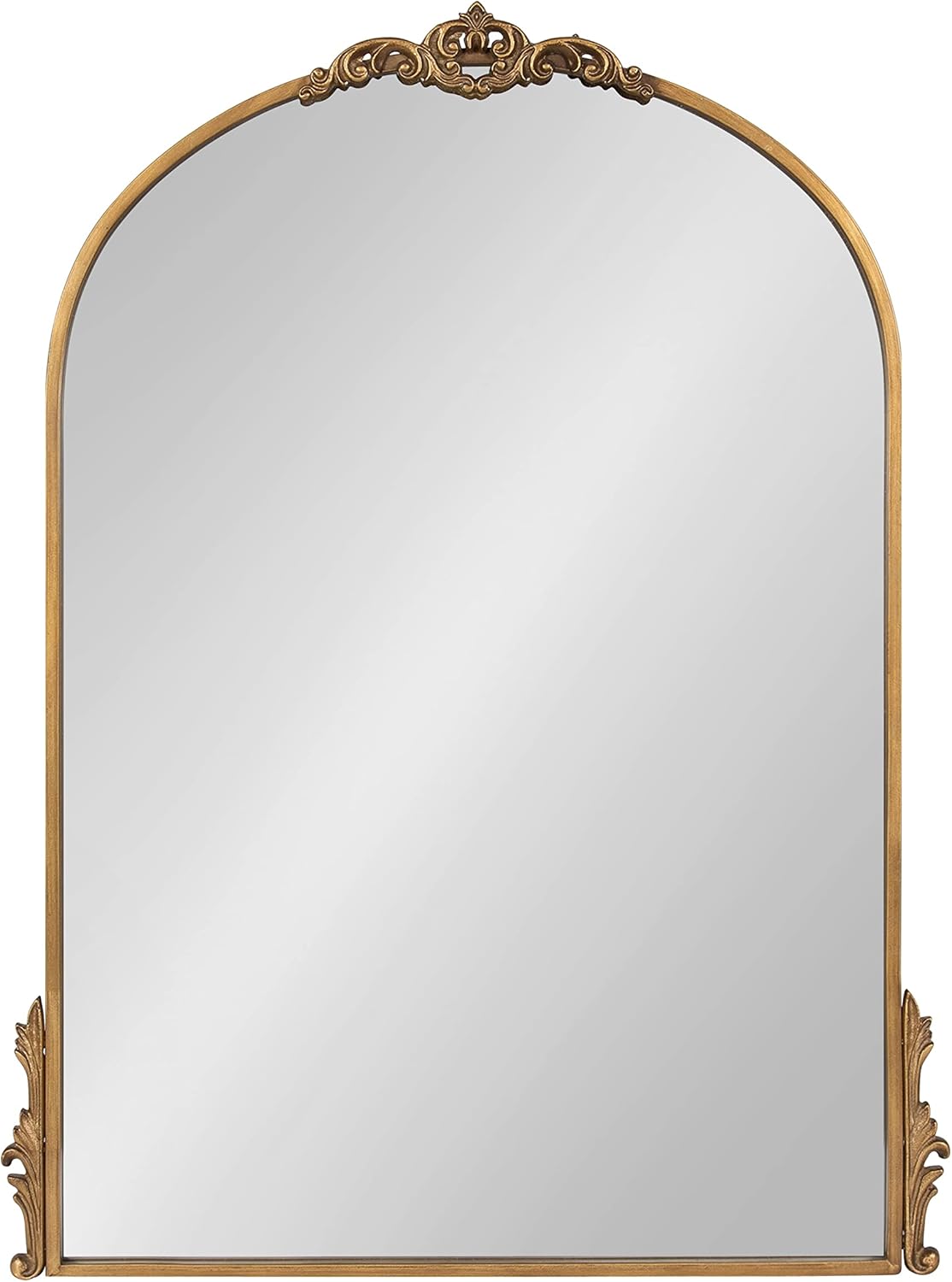 Kate and Laurel Myrcelle Traditional Arched Mirror; 25 x 33; Gold; Decorative Large Arch Mirror with Ornate Garland Detailing Along The Crown and Edges of The Frame