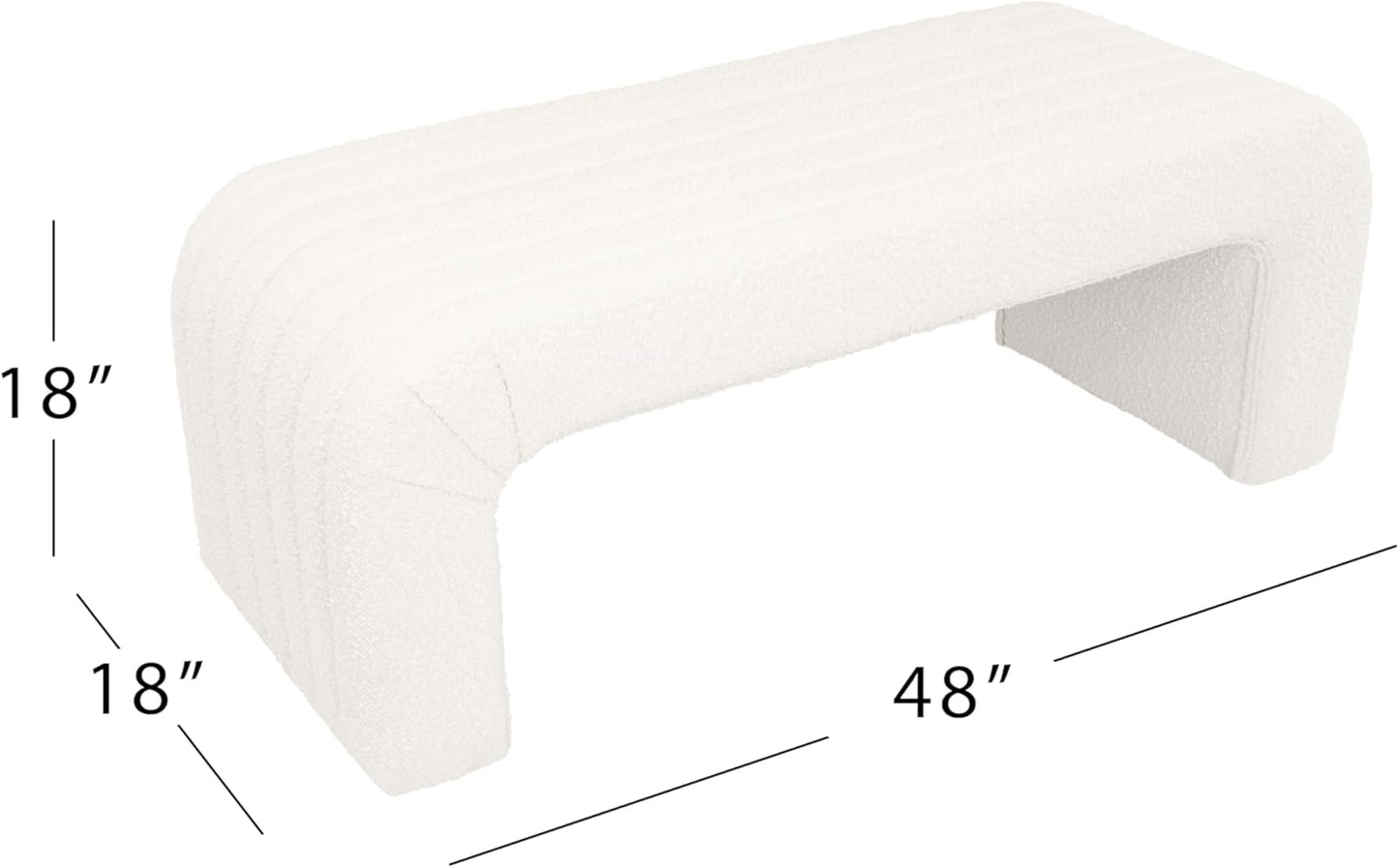 HomePop Arch Channel Bench|Bench for Living Room & Bedroom | Decorative Home Furniture - Cream Boucle