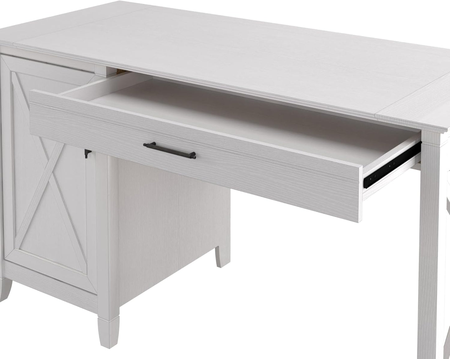 Bush Furniture Key West Computer Desk with Storage Farmhouse PC Table for Home Office in Pure White Oak 54W x 24D