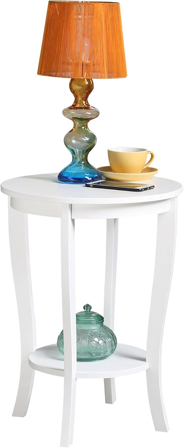 Convenience Concepts American Heritage Round End Table, White