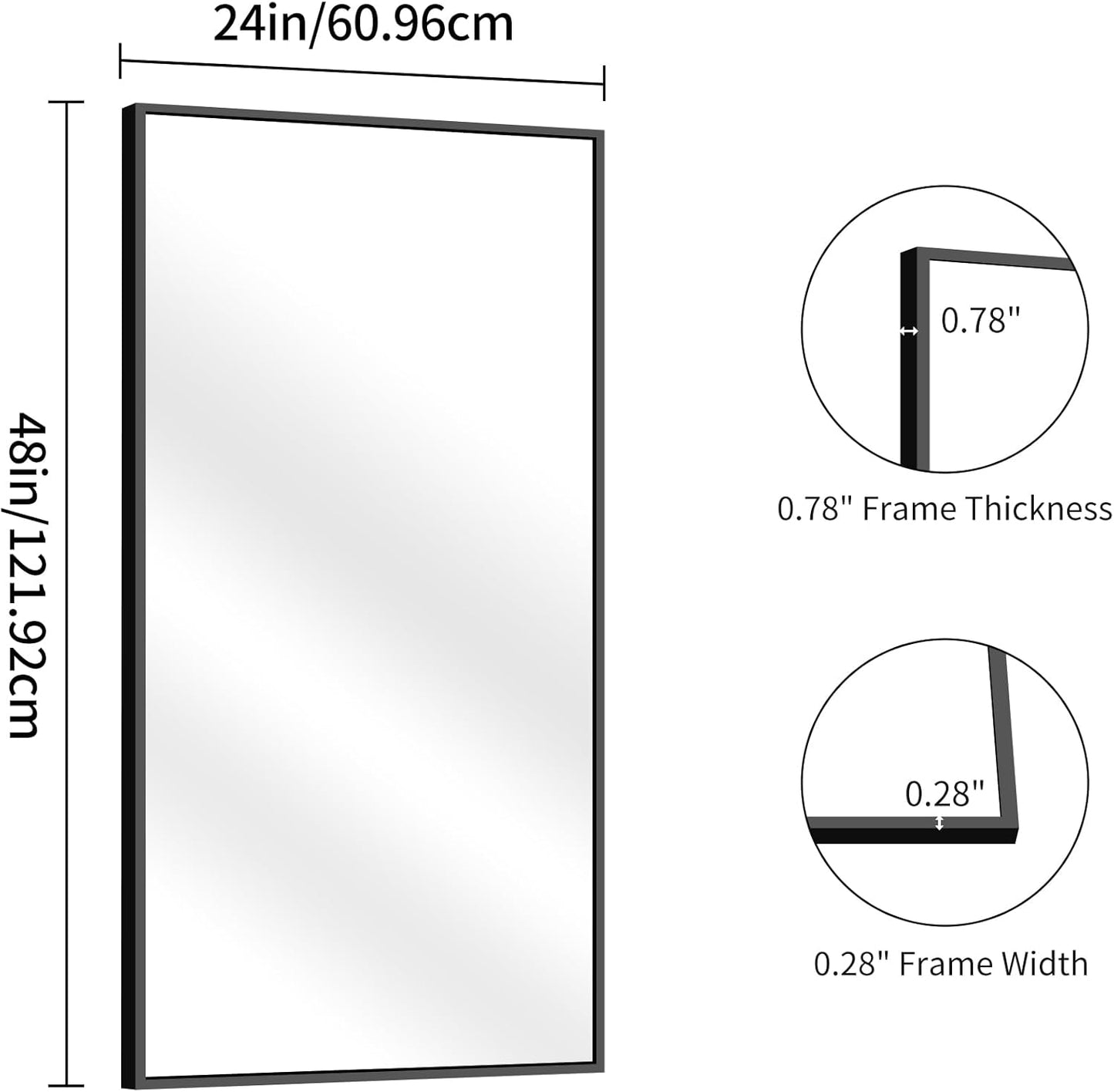 YIROMAN Bathroom Mirror 48"x24", Large Brushed Gold Bathroom Mirror for Over Sink with Aluminum Frame, Rectangular Vanity Mirror with Right Angle, Wall Mirror Hangs Horizontal or Vertical