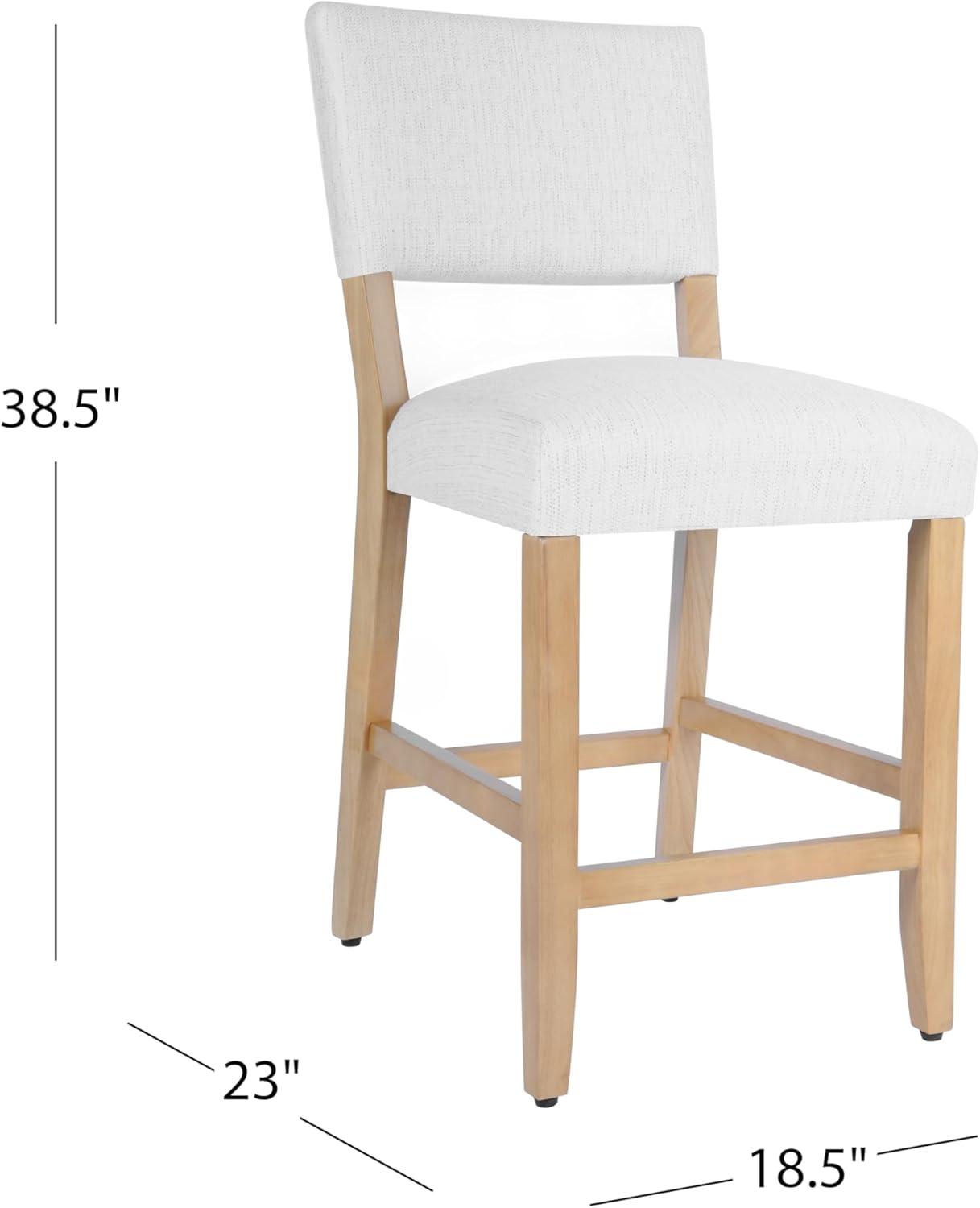 HomePop 24" Open Back Counter Stool Home Décor|Fabric Chairs for Dining Room, Kitchen and Living Room - Stain Resistant White Woven(Single Pack)