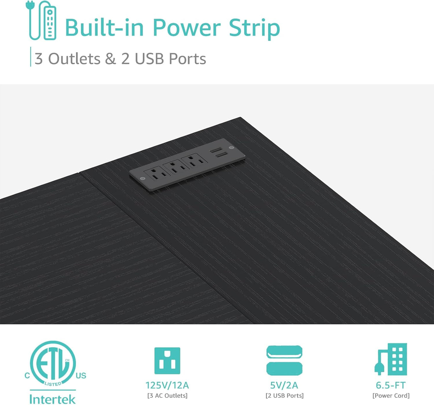 Lufeiya L Shaped Gaming Desk with Drawers & Storage Shelves, 47 Inch Reversible Corner Computer Desk with Power Outlet for Home Office Bedroom, L-Shaped Teen PC Desks with Fabric Drawer, Black