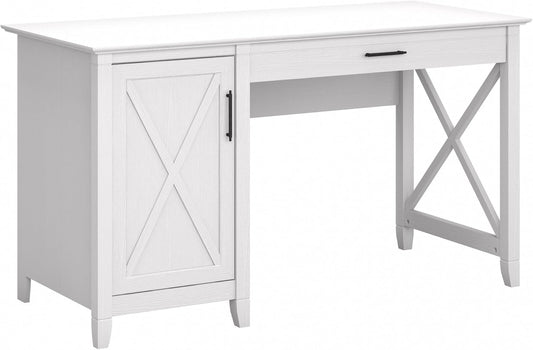 Bush Furniture Key West Computer Desk with Storage Farmhouse PC Table for Home Office in Pure White Oak 54W x 24D