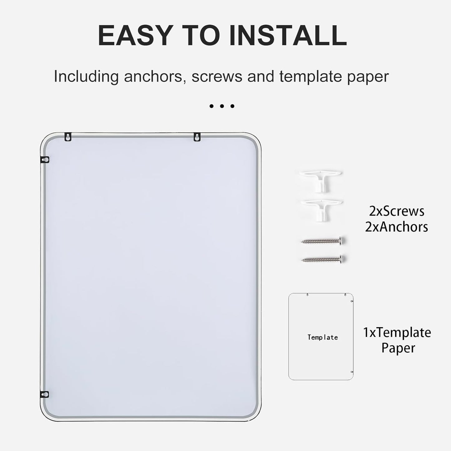 30"x40" Bathroom Wall Mirror with Matte Black Metal Frame & HD Glass, Copper-Free Mirrors Modern Rectangle Round Corner Framed Vanity Mirror - Horizontal or Vertical Installation