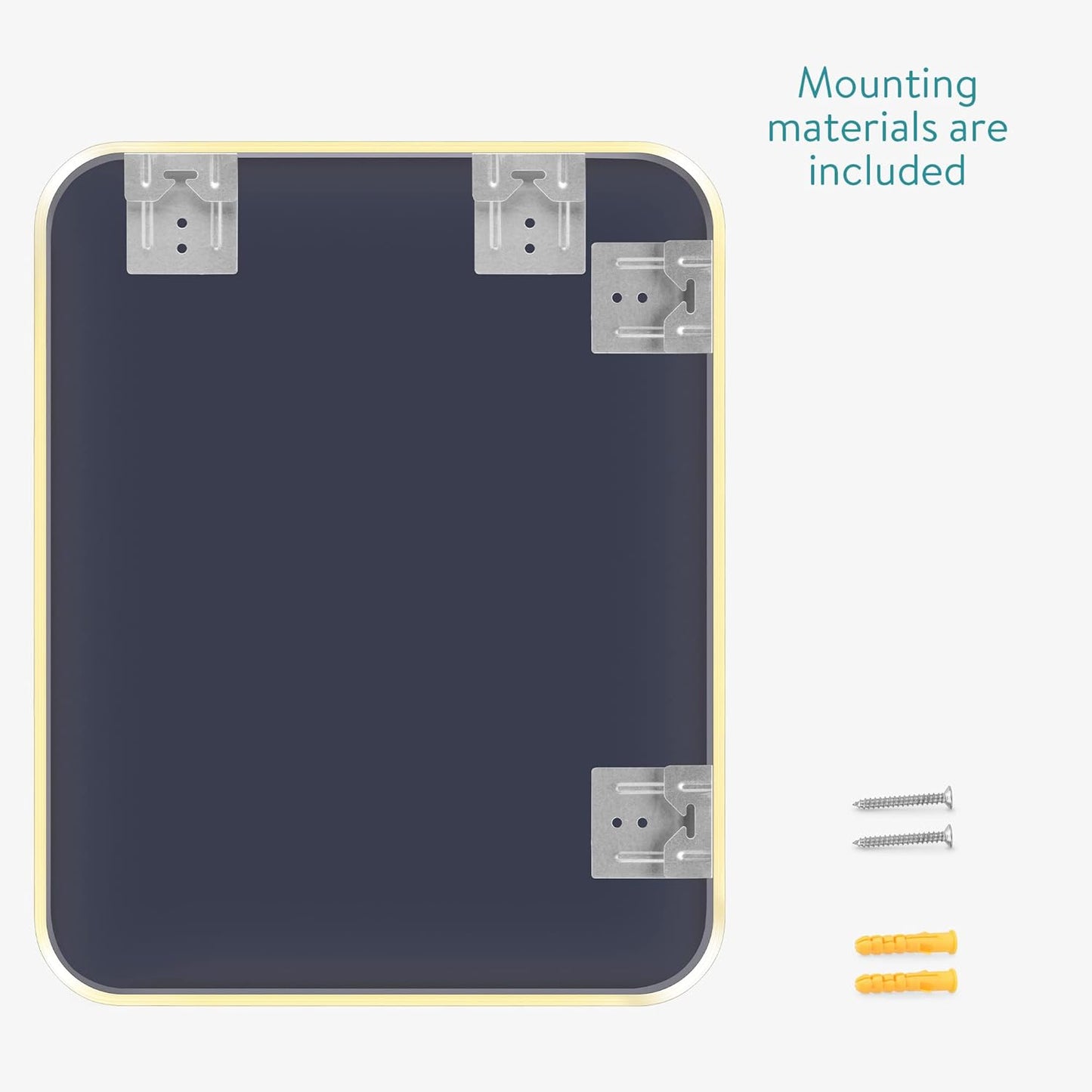 Navaris Rectangular Wall Mirror - 40 x 50 cm (16 x 20 in) Wall-Mounted Mirror with Gold Metal Frame - for Living Room Bedroom Bathroom - Horizontal or Vertical