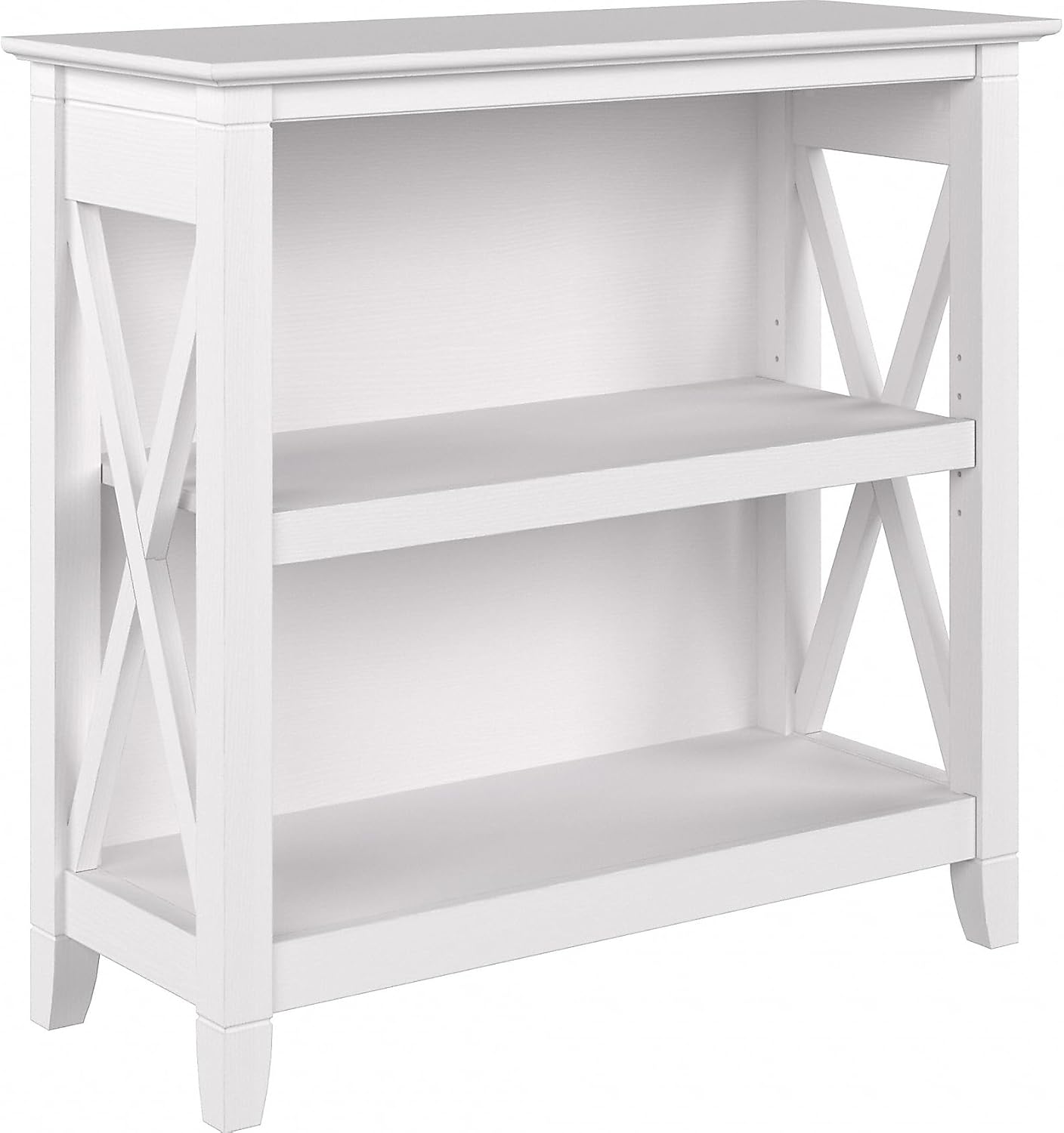 Bush Furniture Key West Small 2 Shelf Bookcase in Pure White Oak, Compact Home Organizer, Vertical Storage Solution, Bookshelf for Office or Living Room