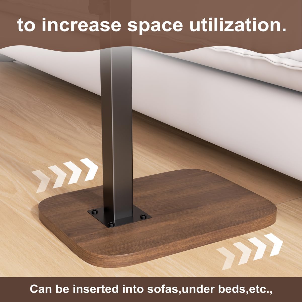 Adjustable Side Table TV Tray, C Shaped End Table, Small Bedside Table, Mid Century Modern Accent Nightstand for Living Room, Bedroom, Corners and Office (Walnut)