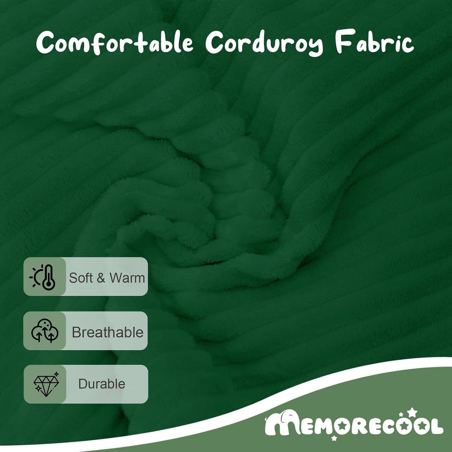 MeMoreCool Modular Kids Couch, Corduroy Play Toddler Couch for Bedroom Playroom Furniture, Convertible Foam Kids Sofa Bed, Fold Out Baby Sofa for Girl Boy, Green