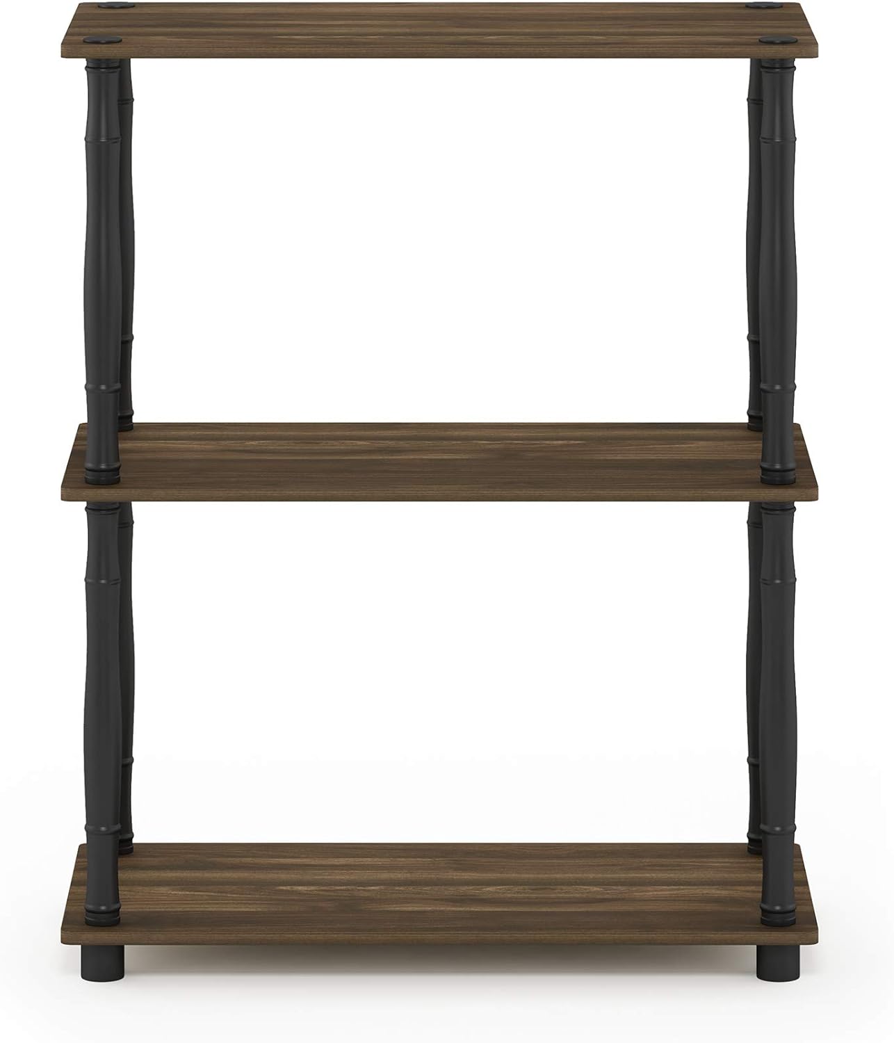 Furinno Turn-N-Tube 3-Tier Compact Multipurpose Shelf Display Rack with Classic Tube, Columbia Walnut/Black