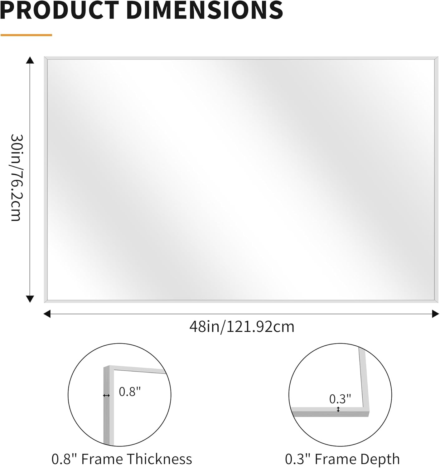 KOCUUY 30x48 Inch Large Silver Wall Mounted Mirror,Brushed Nickel Framed Rectangular Mirror for Wall Over Sink,Modern Design for Bedroom Living Room Bathroom,Functional Oversized Mirror