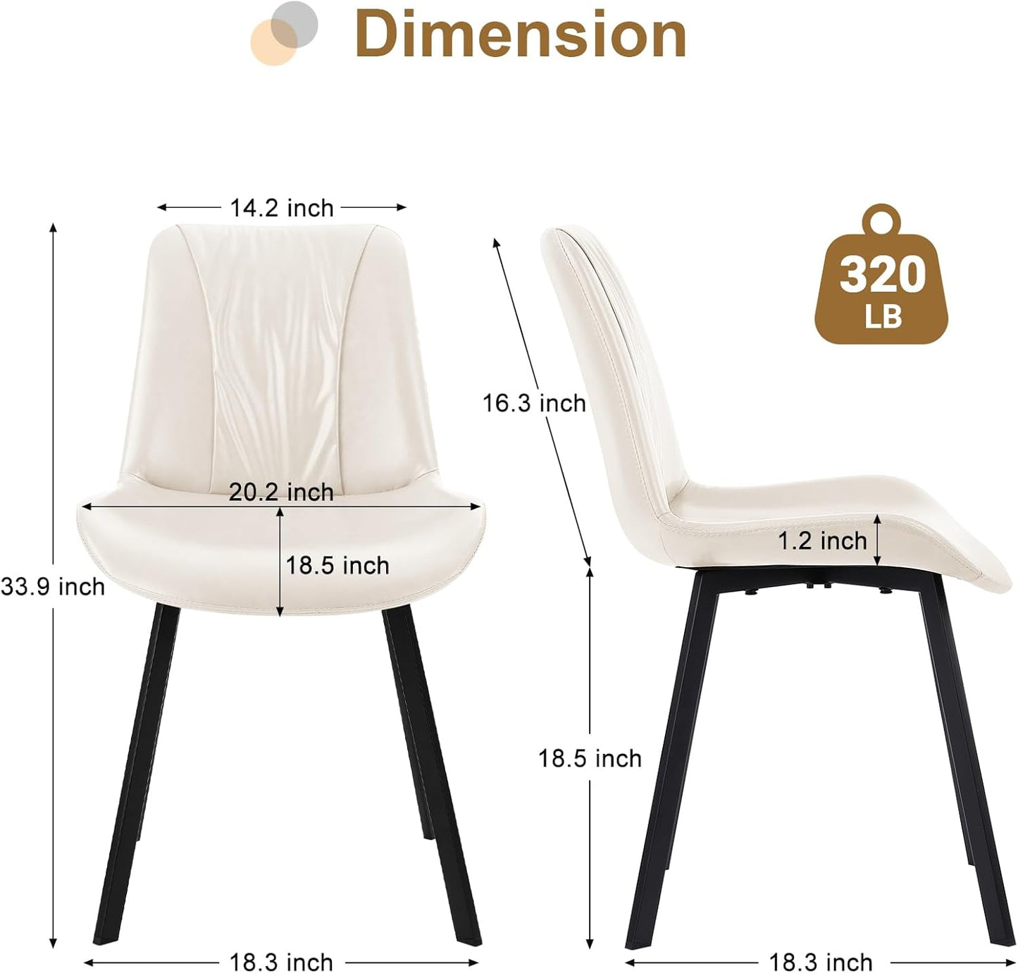 Upholstered Dining Chairs Set of 4, Modern Kitchen & Dining Room Chairs, Faux Leather, Sturdy Metal Legs, for Living Room, Cafe & Restaurant- White