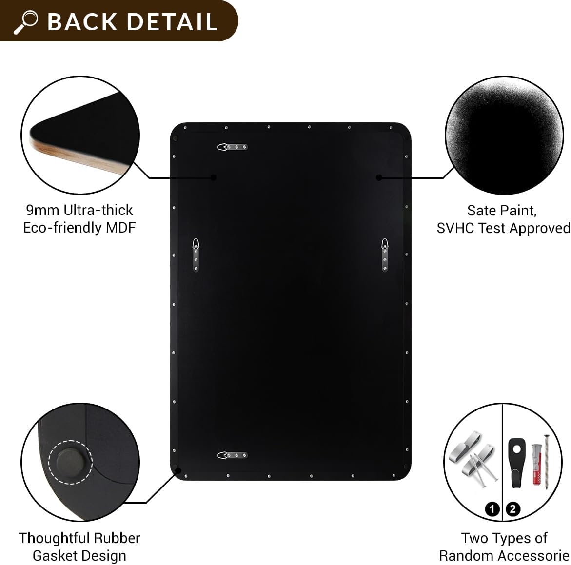 ANDY STAR Wall Mirror Brushed Nickel for Bathroom, 24x36x1 Rounded Rectangle Mirror with Stainless Steel Silver Metal Frame, Modern Bathroom Vanity Mirror