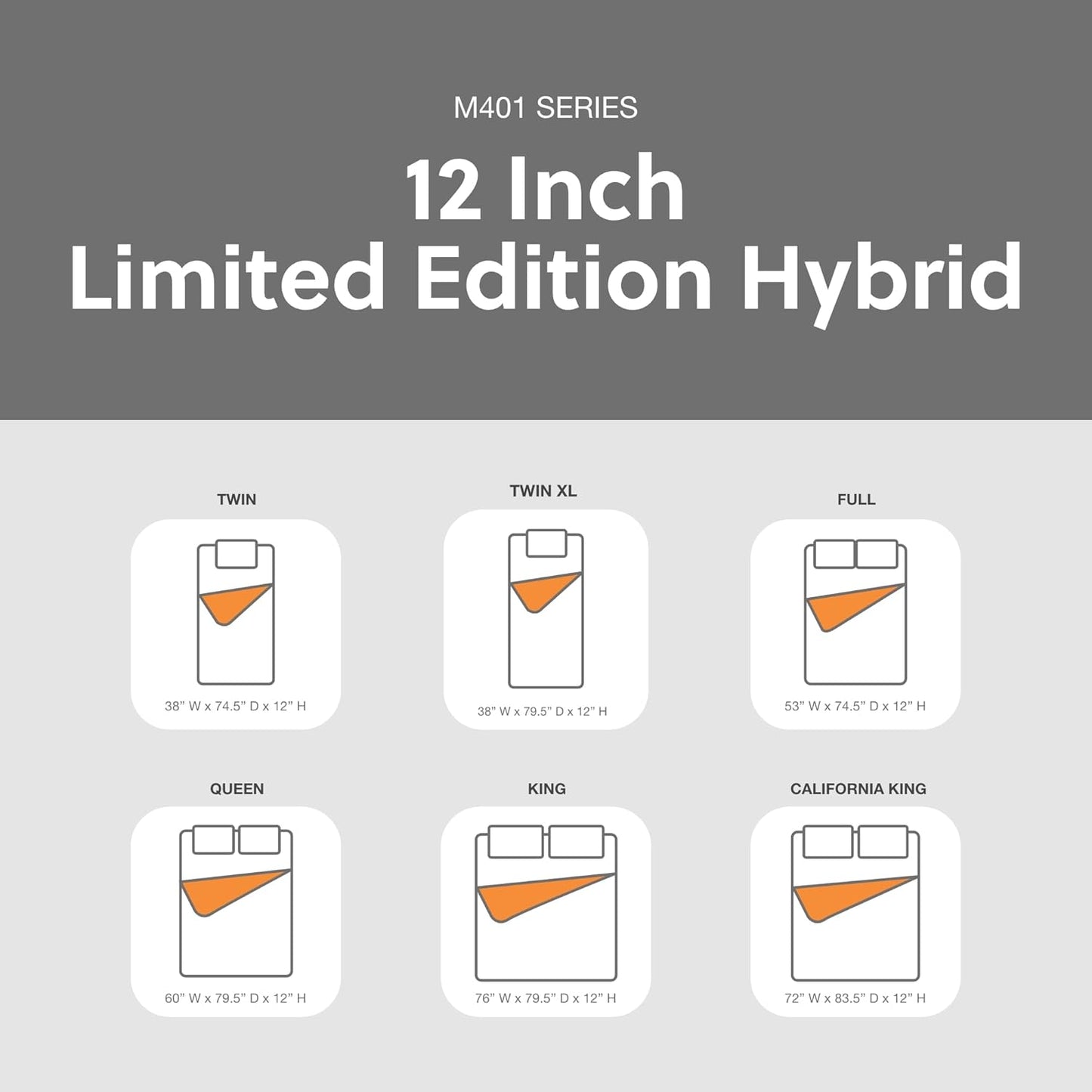 Signature Design by Ashley Limited Edition Firm 12 Inch Hybrid Mattress with Gel Memory Foam and Edge Support for Cool Sleep and Pressure Relief, Twin XL, Fiberglass Free, Mattress In A Box