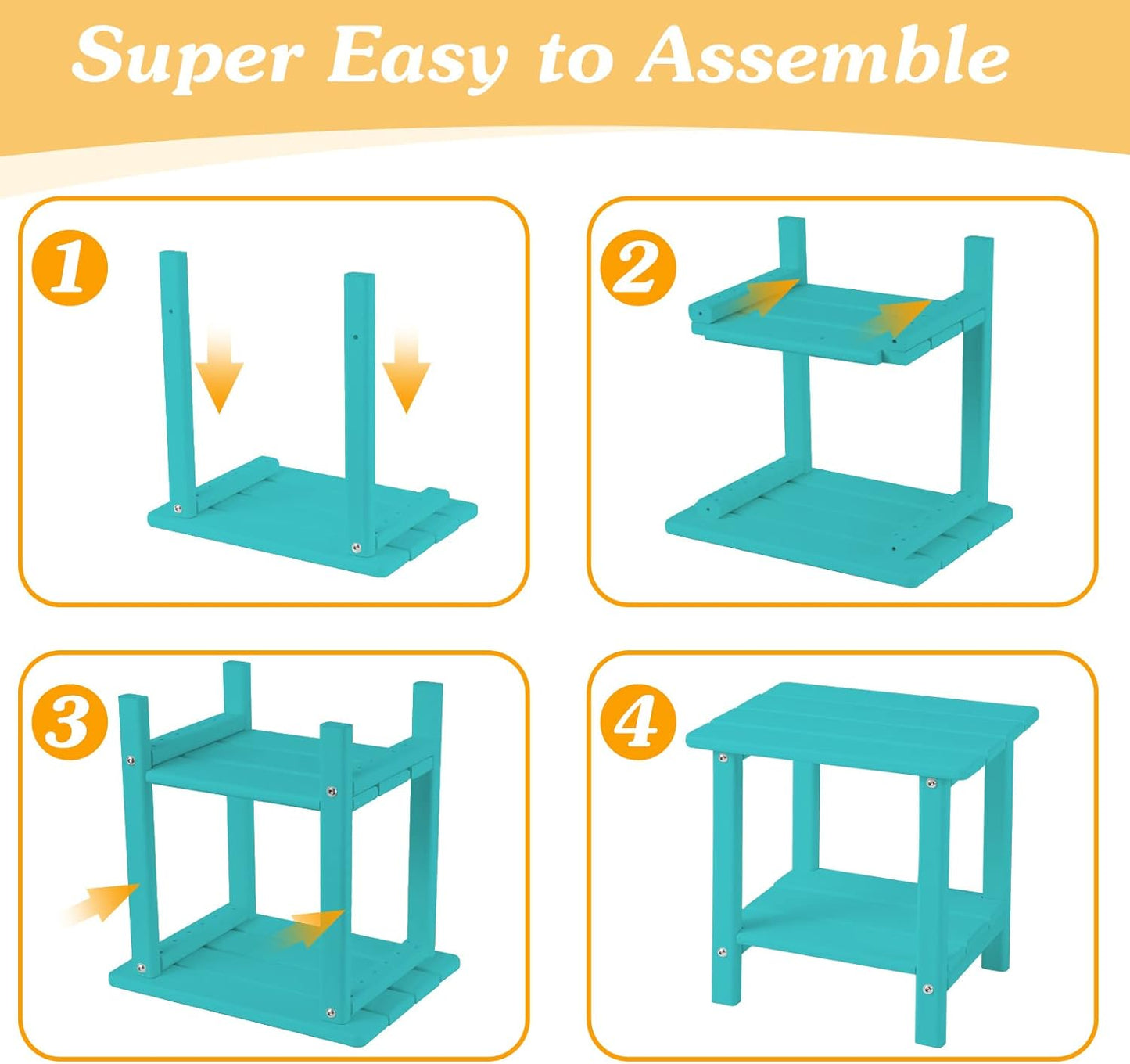 Adirondack Outdoor Side Table, 2-Tier Sturdy Patio End Table Weather Resistant, 16.5" Solid Side Table for Patio, Pool, Porch